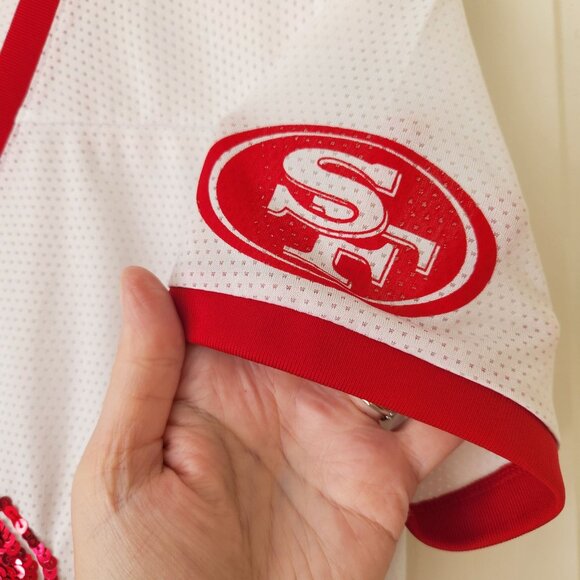 Victoria's Secret Pink NFL San Francisco 49ers Sequin V-Neck Jersey Cute Sporty - Picture 6 of 14